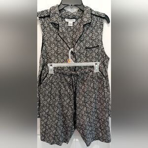 Liz Claiborne 2 Pc Sleeveless Top An Shorts Pajamas Sz Large #0376